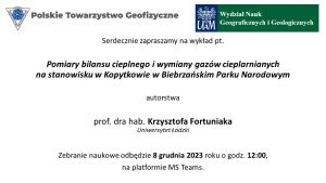 Wykład – Oddział Poznański Polskiego Towarzystwa Geofizycznego